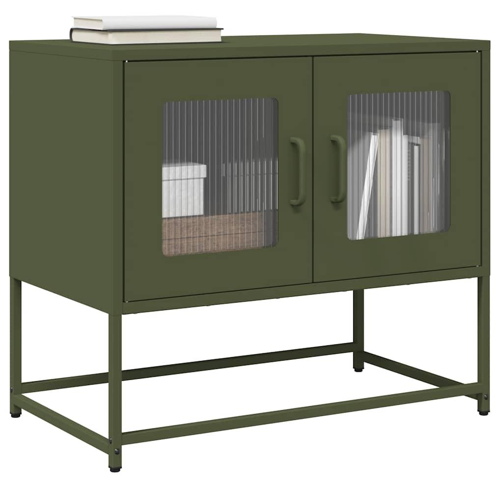 Tv-bord 68x39x60,5 cm koldvalset stål olivengrøn