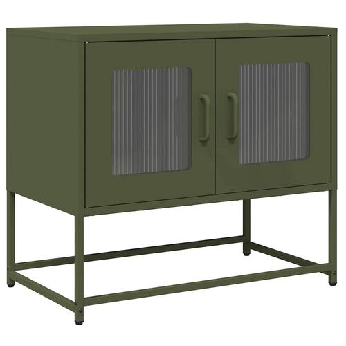 Tv-bord 68x39x60,5 cm koldvalset stål olivengrøn