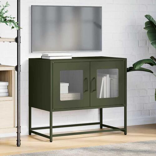 Tv-bord 68x39x60,5 cm koldvalset stål olivengrøn