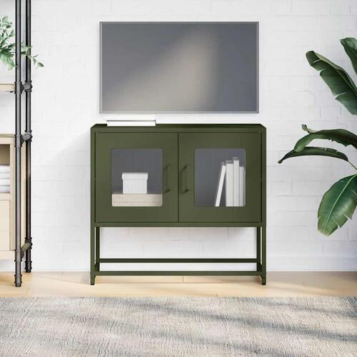 Tv-bord 68x39x60,5 cm koldvalset stål olivengrøn