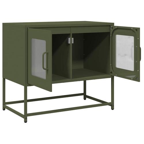 Tv-bord 68x39x60,5 cm koldvalset stål olivengrøn