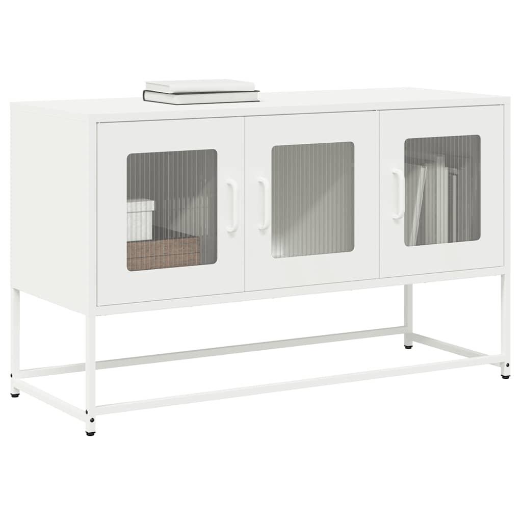 Tv-bord 100,5x39x60,5 cm koldvalset stål hvid