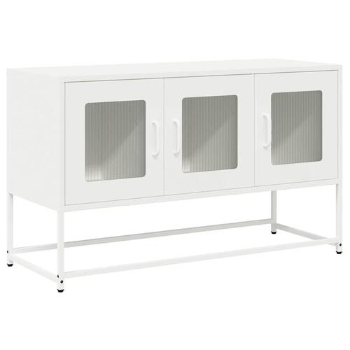 Tv-bord 100,5x39x60,5 cm koldvalset stål hvid