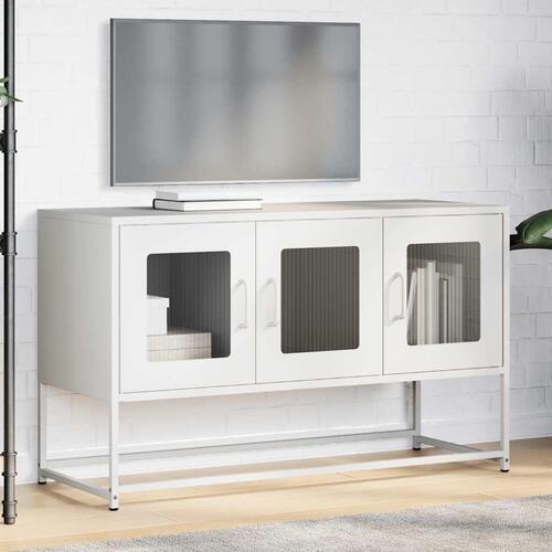 Tv-bord 100,5x39x60,5 cm koldvalset stål hvid