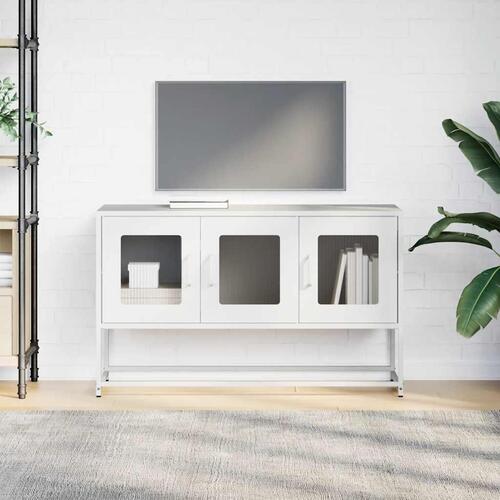 Tv-bord 100,5x39x60,5 cm koldvalset stål hvid
