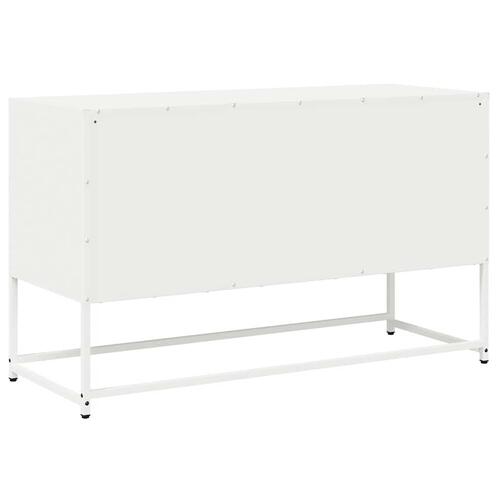 Tv-bord 100,5x39x60,5 cm koldvalset stål hvid