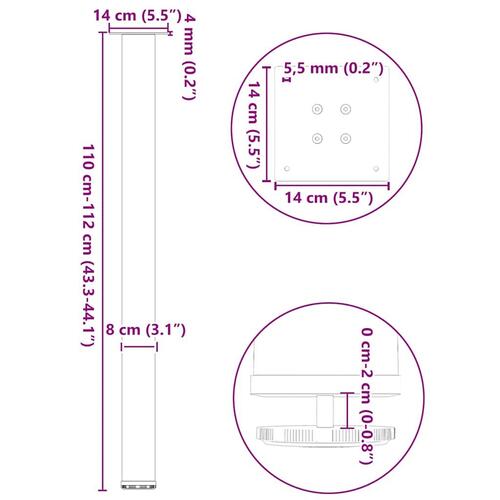 Sofabordben 4 stk. 110-112 cm stål antracitgrå