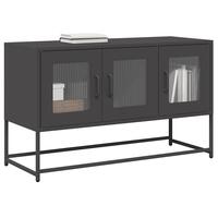 Tv-bord 100,5x39x60,5 cm koldvalset stål sort