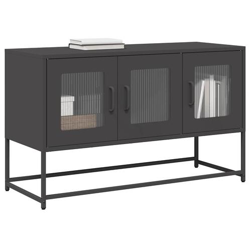Tv-bord 100,5x39x60,5 cm koldvalset stål sort