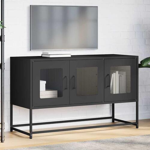 Tv-bord 100,5x39x60,5 cm koldvalset stål sort