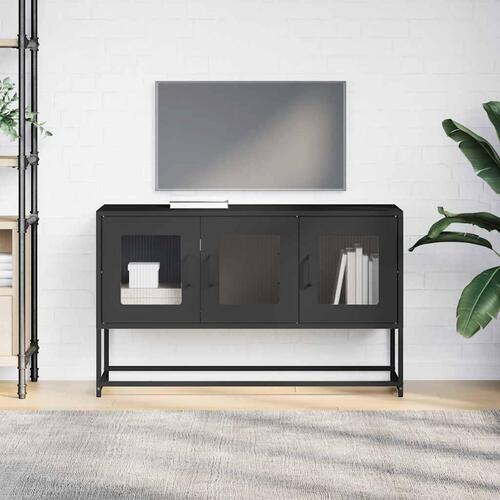 Tv-bord 100,5x39x60,5 cm koldvalset stål sort