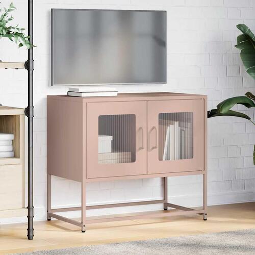 Tv-bord 68x39x60,5 cm koldvalset stål lyserød