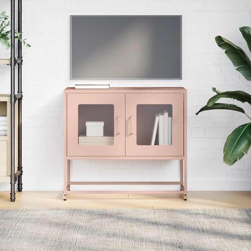 Tv-bord 68x39x60,5 cm koldvalset stål lyserød