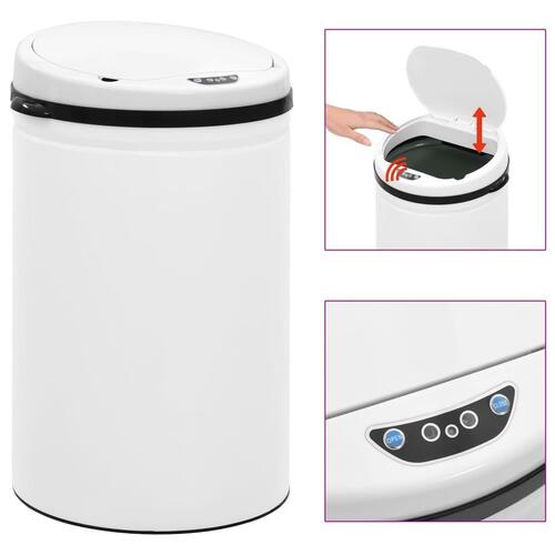Affaldsspand med sensor 30 l kulstofstål hvid
