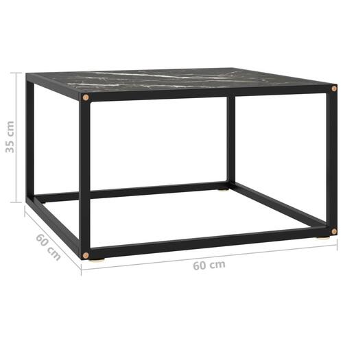 Sofabord 60x60x35 cm marmorglas sort