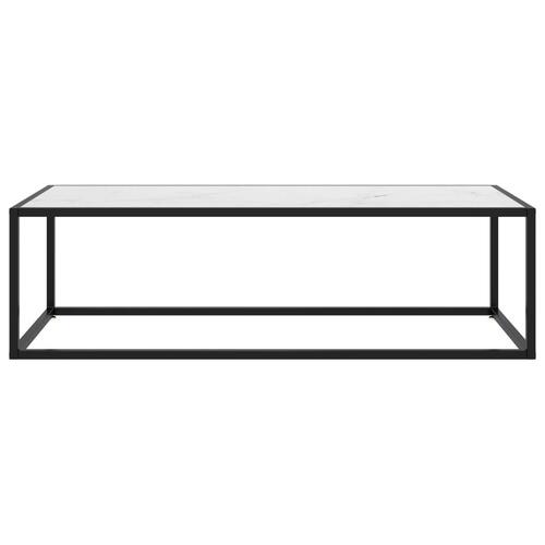 Sofabord 120x50x35 cm marmorglas hvid