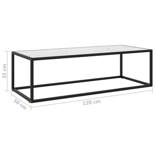 Sofabord 120x50x35 cm marmorglas hvid