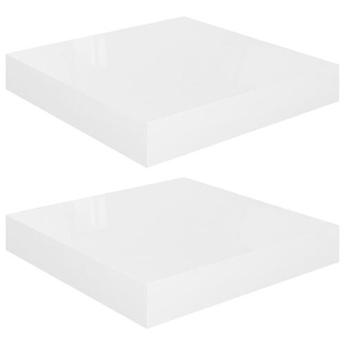 Væghylder 2 stk. 23x23,5x3,8 cm MDF hvid højglans
