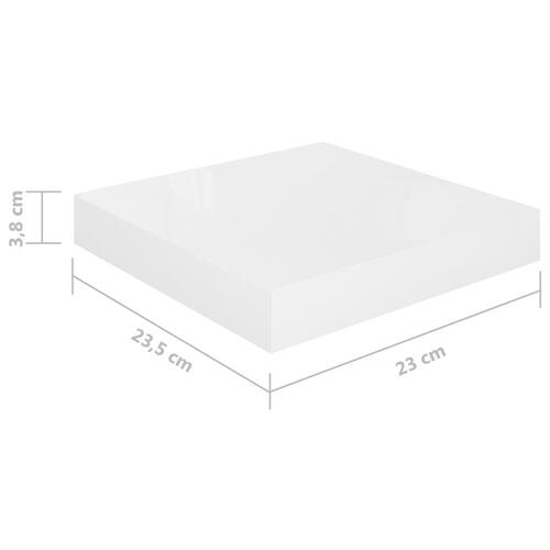 Væghylder 2 stk. 23x23,5x3,8 cm MDF hvid højglans