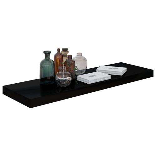 Svævehylder 2 stk. 80x23,5x3,8 cm MDF sort højglans