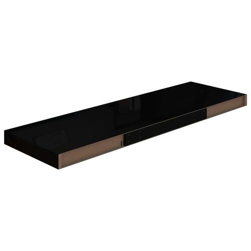 Svævehylder 2 stk. 80x23,5x3,8 cm MDF sort højglans