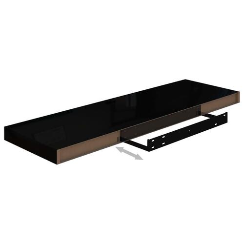 Svævehylder 2 stk. 80x23,5x3,8 cm MDF sort højglans