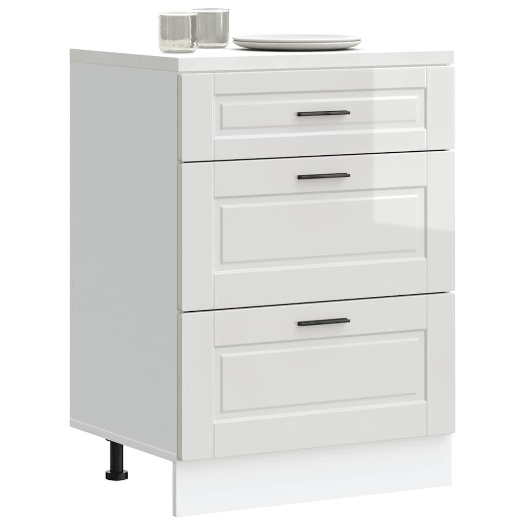 Køkkenunderskab Porto konstrueret træ højglans hvid