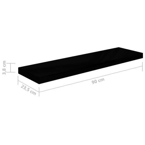 Væghylder 4 stk. 90x23,5x3,8 cm MDF sort højglans