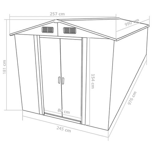 Haveskur 257x990x181 cm galvaniseret stål brun