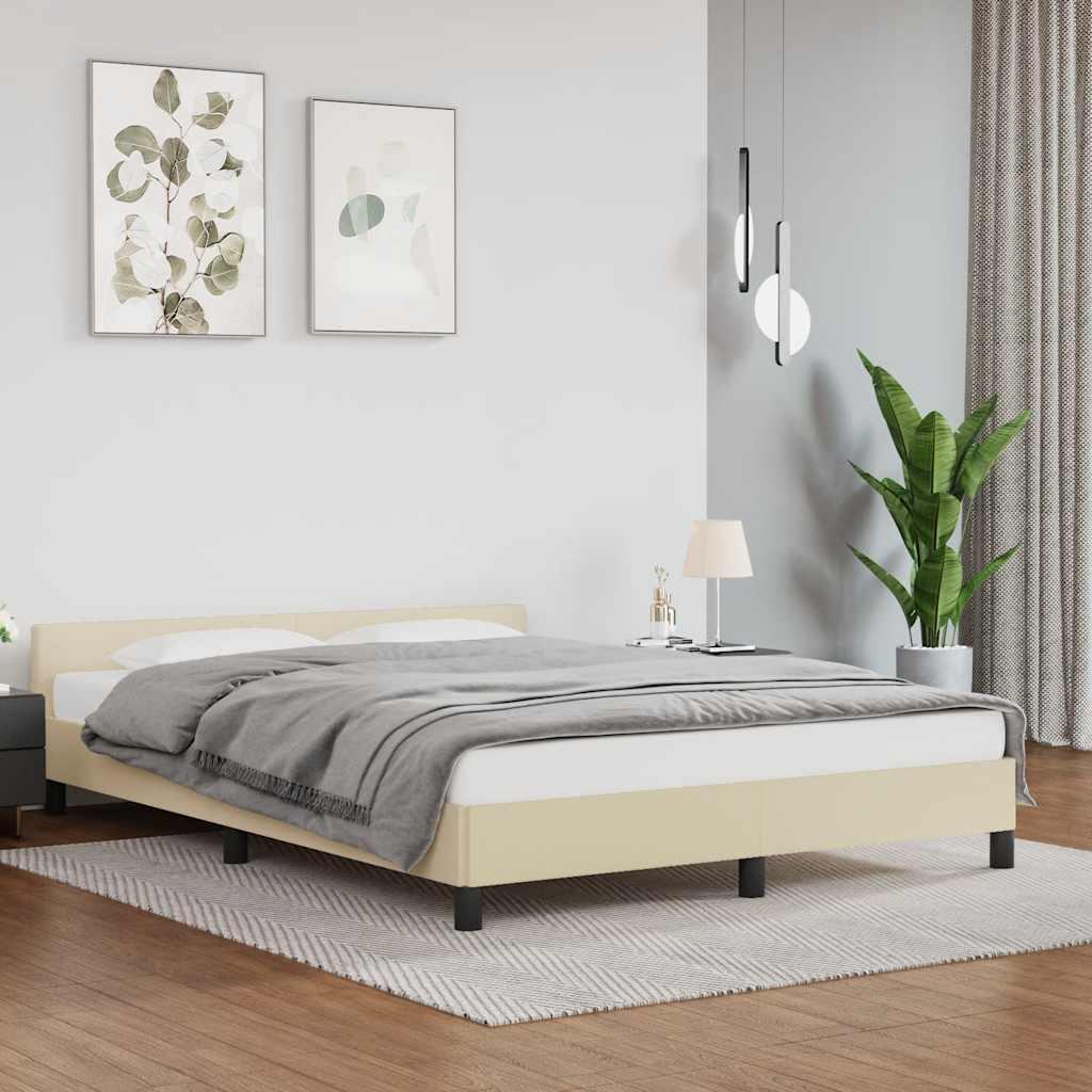 Sengeramme med hovedgærde uden madras Creme 140x190 cm billede