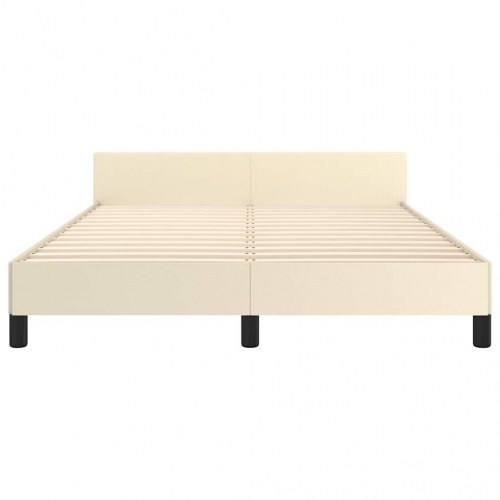 Sengeramme med hovedgærde i kunstlæder - creme, 140x190 cm