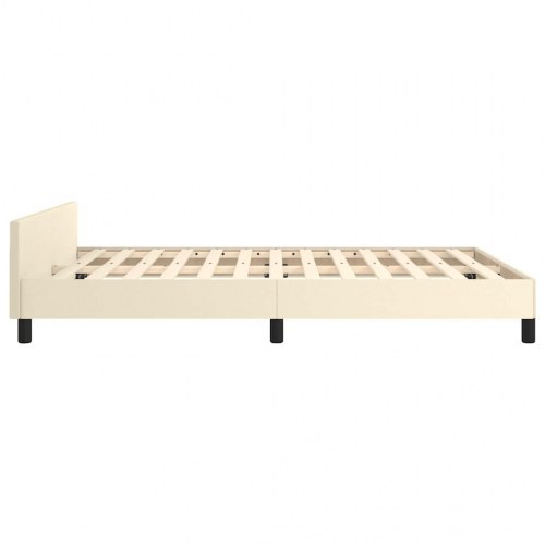 Sengeramme med hovedgærde i kunstlæder - creme, 140x190 cm