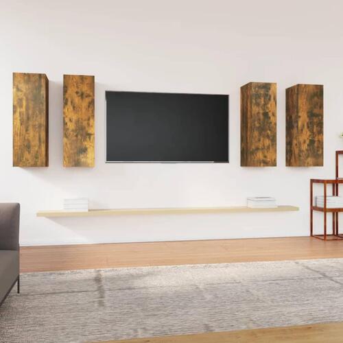 Tv-skabe 4 stk. 30,5x30x90 cm konstrueret træ røget egetræ