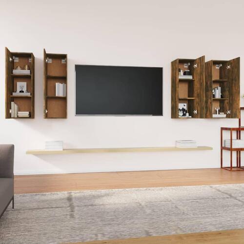 Tv-skabe 4 stk. 30,5x30x90 cm konstrueret træ røget egetræ