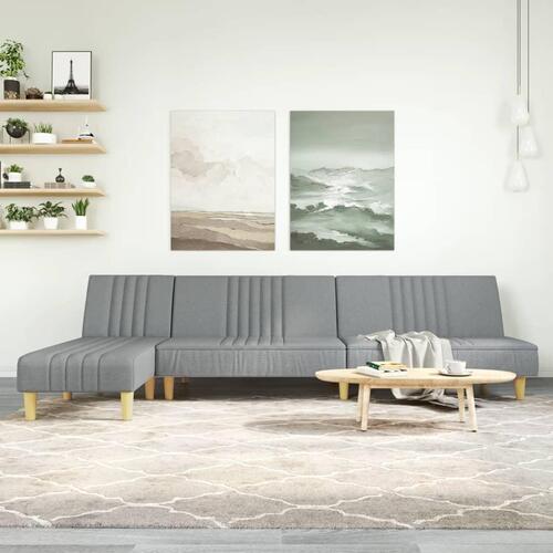 Sovesofa med chaiselong 255x140x70 cm stof lysegrå
