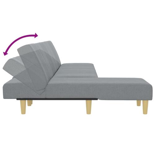 Sovesofa med chaiselong 255x140x70 cm stof lysegrå