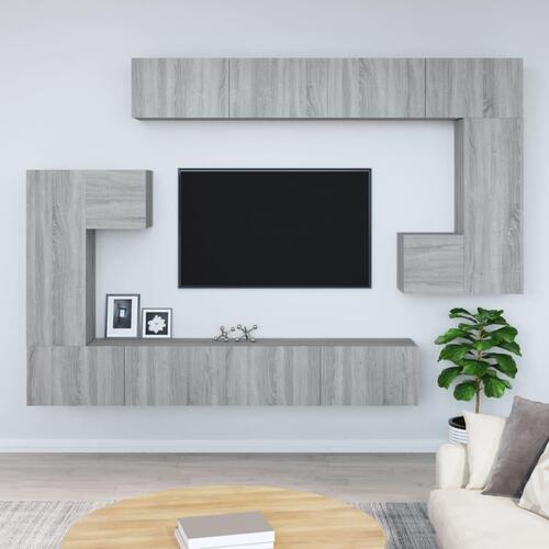 Væghængt tv-bord 37x37x72 cm konstrueret træ grå sonoma-eg