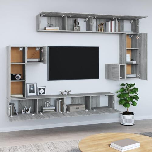 Væghængt tv-bord 37x37x72 cm konstrueret træ grå sonoma-eg