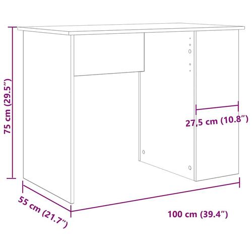 Skrivebord 100x55x75 cm konstrueret træ kunsteg