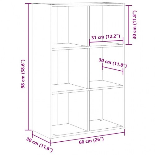 Bogreol/skænk 66×30×98 cm i konstrueret træ - antikt træ