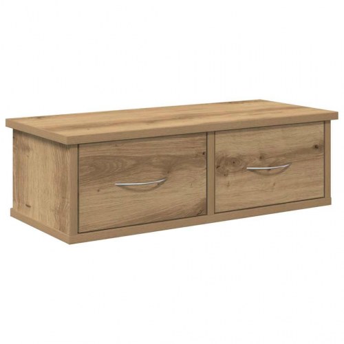 Vægskab med 2 skuffer 60×26×18,5 cm - konstrueret træ, artisan egetræsfarve