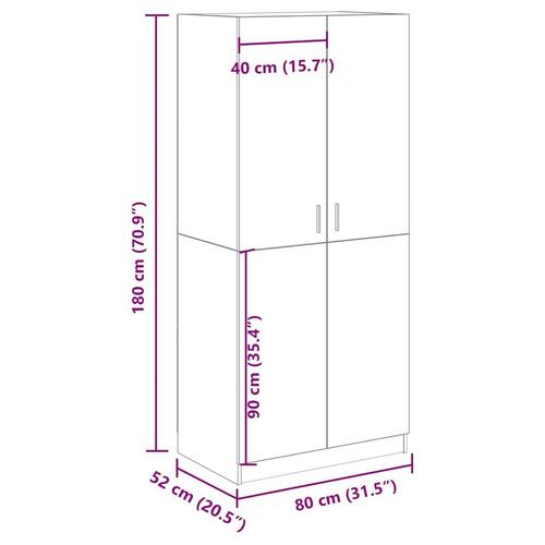 Klædeskab 80x52x180 cm konstrueret træ egetræslook