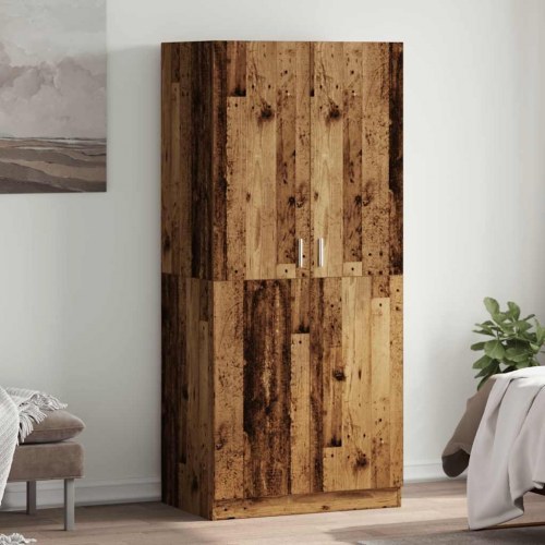 Klædeskab 80×52×180 cm i konstrueret træ - antikt træ