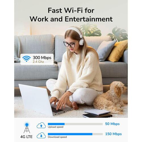 Cudy LT300_EU 4G router - Hvid, Wi‑Fi 4, RJ45 LAN