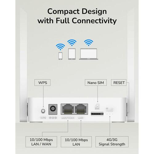 Cudy LT300_EU 4G router - Hvid, Wi‑Fi 4, RJ45 LAN