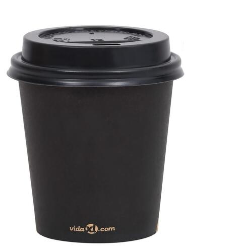 Papkrus med låg 100 stk. 200 ml sort