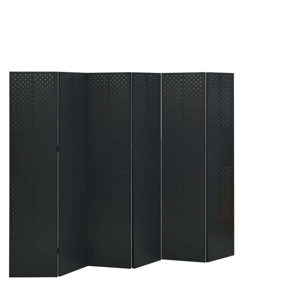 6-panels rumdelere 2 stk. 240x180 cm stål sort