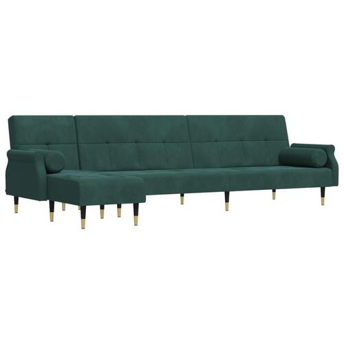 Sovesofa med chaiselong 271x140x70 cm velour mørkegrøn