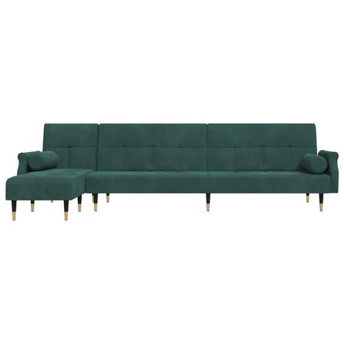 Sovesofa med chaiselong 271x140x70 cm velour mørkegrøn