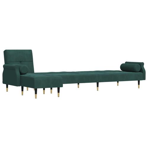 Sovesofa med chaiselong 271x140x70 cm velour mørkegrøn